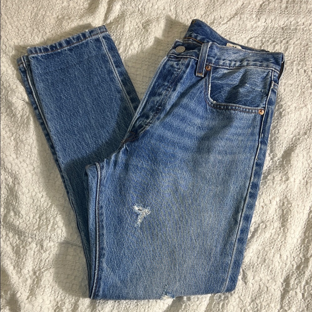 Levi's 501 selvedge white oak denim Blue Jeans size 27X28